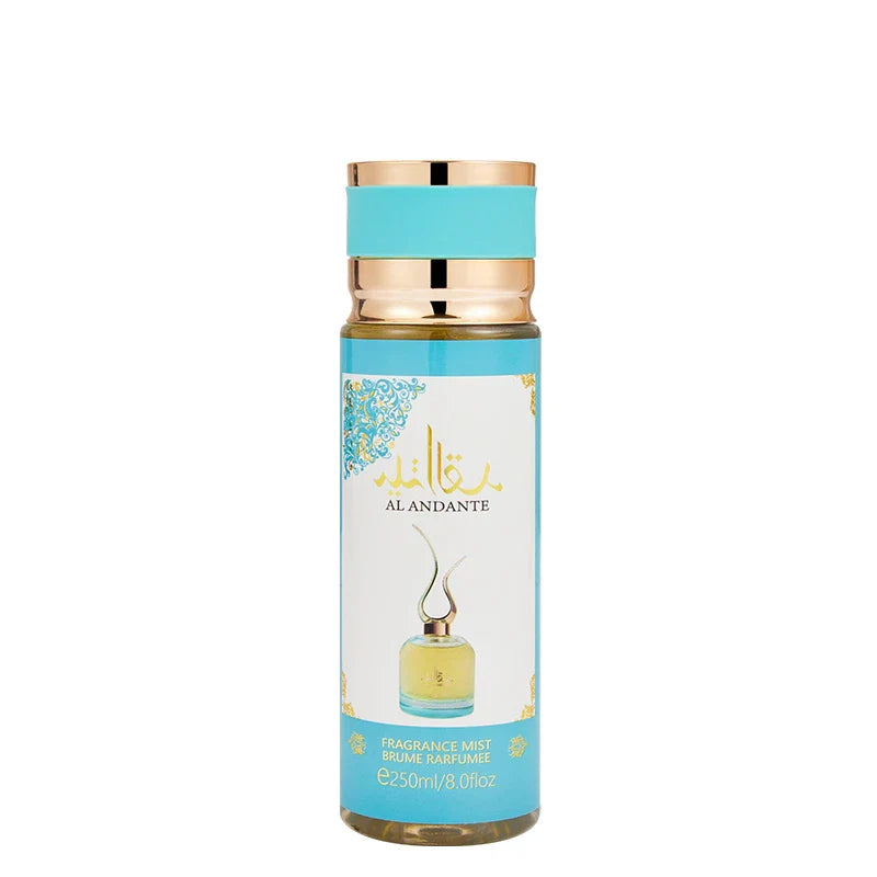 LYRZIX AL ANDANTE Burnt Sugar Oud Body Mist 250ml front bottle for fragrance layering