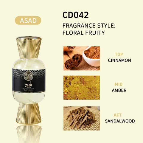 LYRZIX ASAD Cinnamon Vanilla Body Mist 200ml front bottle for fragrance layering