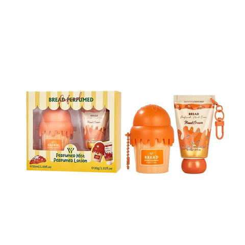 LYRZIX BREAD Croissant Vanilla Perfume & Moisturizing Cream Gift Set 50ml + 30ml front bottle for sweet fragrance gifting