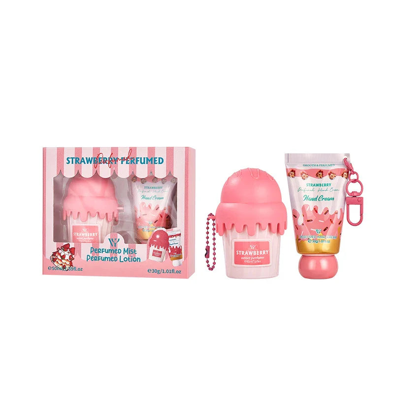 LYRZIX CHERRY Dark Chocolate Perfume & Moisturizing Cream Gift Set 50ml + 30ml front bottle for sweet fragrance gifting