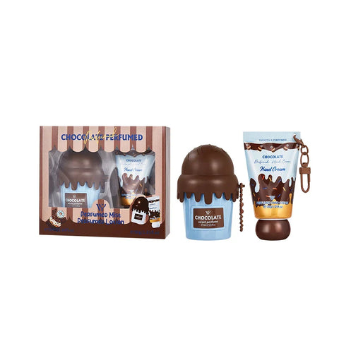 LYRZIX CHOCOLATE Coffee Caramel Perfume & Moisturizing Cream Gift Set 50ml + 30ml front bottle for sweet fragrance gifting