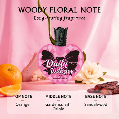 LYRZIX DAILY WITH YOU Orange Gardenia Sandalwood Perfume 100ml front bottle for daily fragrance routines