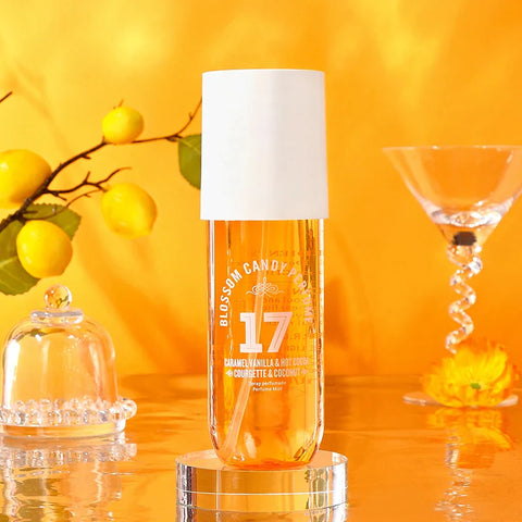 LYRZIX NO. 17 Caramel Cocoa Body Mist front bottle for fragrance layering