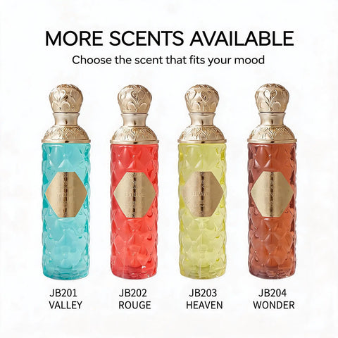 LYRZIX WONDER, HEAVEN, ROUGE and VALLEY 200ml perfumes with fresh citrus, floral cedar, warm amber and sweet vanilla scent options